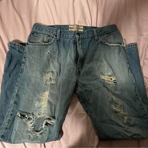 Men's Distressed Blue Jeans